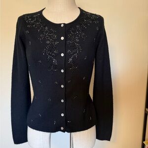 Elegant Black Sweater with Embroidered Details